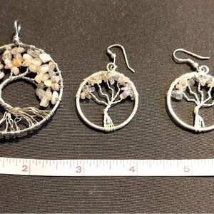 Silver Labradorite Wire Wrapped Tree Of Life Necklace Pendant & Earring …